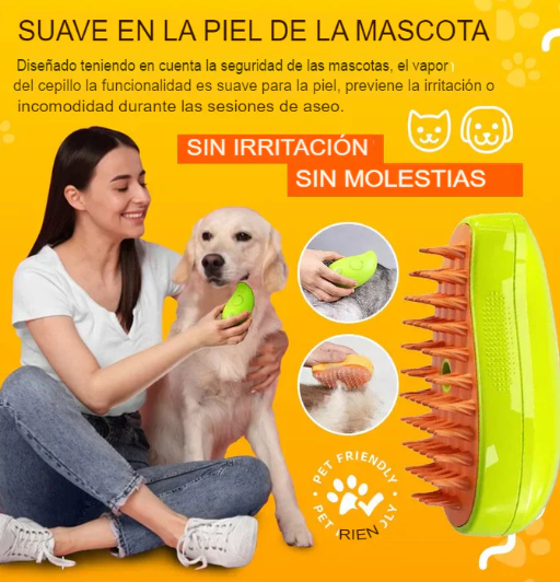 Cepillo de Vapor para Mascotas 3 en 1 UNO. Steam Pro 😺🐶